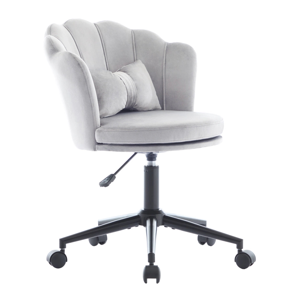 Sedia da ufficio ergonomica in velluto grigio 55 × 62 × 73-83 cm regolabile e girevole