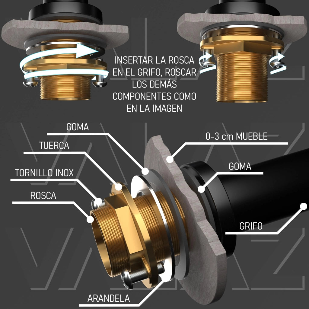 Miscelatore monocomando per bidet, nero, in ottone, a risparmio idrico