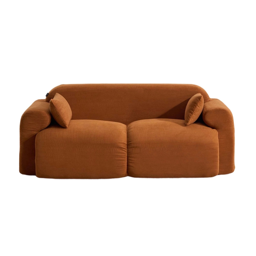 Divano 2 posti 186x95x76 cm in velluto a coste marrone; arrotondato