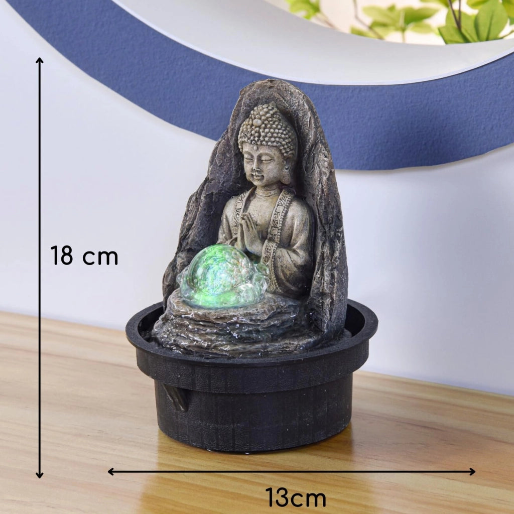 Fontana da tavolo Zen con illuminazione a LED, beige/marrone, altezza 18 cm