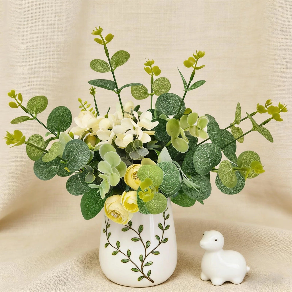 Rami di eucalipto artificiali, color verde naturale, confezione da 30 pezzi, lunghezza 38 cm