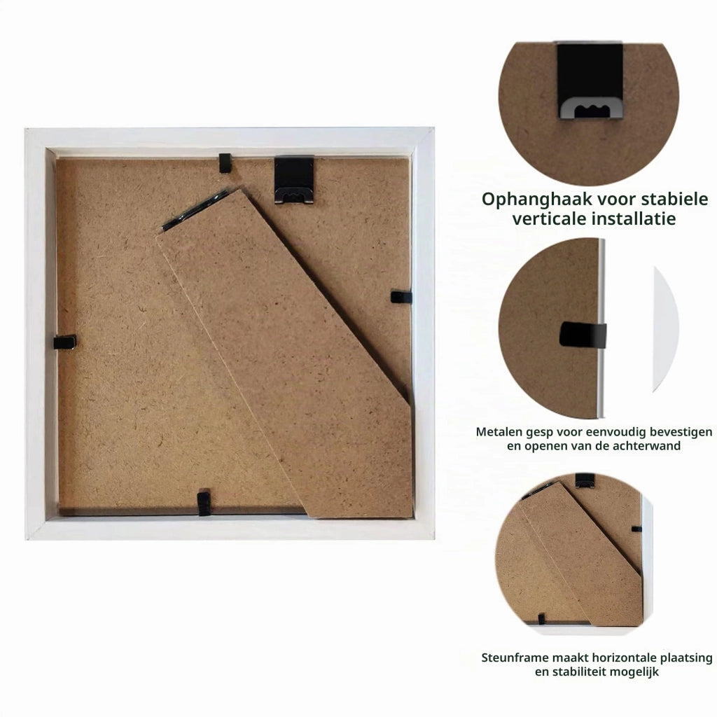 Cornice tridimensionale per foto, 13x13 cm, in legno, quadrata, ideale per lavori creativi