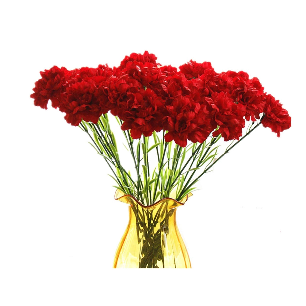 Garofani artificiali, 10 pezzi, 50 cm, resistenti ai raggi UV, colore rosso