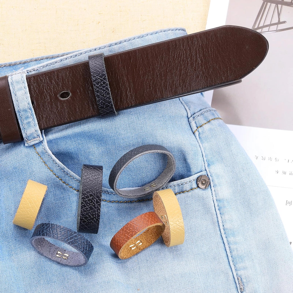 2 ganci per passanti della cintura in pelle, blu scuro, circonferenza di 8,5 cm, per cinture da 2,8 cm