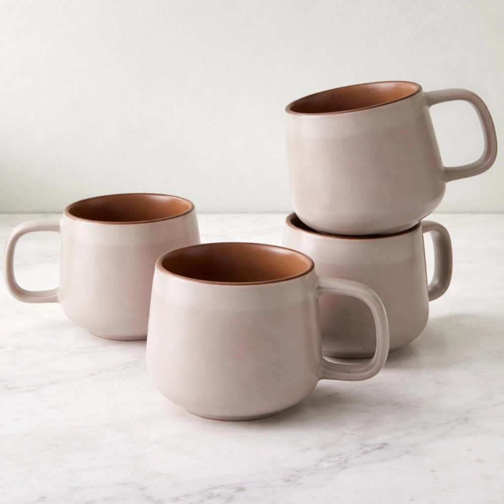 Set di tazze da caffè in Vetroceramica, 4 pezzi, capacità 340 ml, colore rosa sabbia