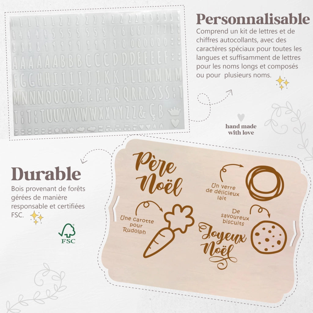 Tagliere in legno a tema natalizio per bambini – personalizzabile, 29,5 x 22,5 cm