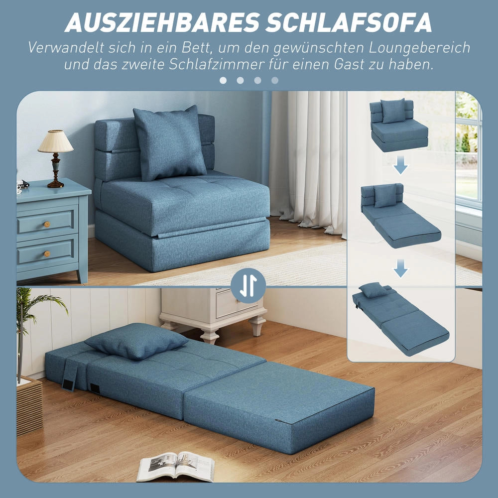 Per casa poltrona letto relax salvaspazio blu scuro 70 cm x 70 cm x 61 cm con rivestimento sfoderabile e imbottitura spessa