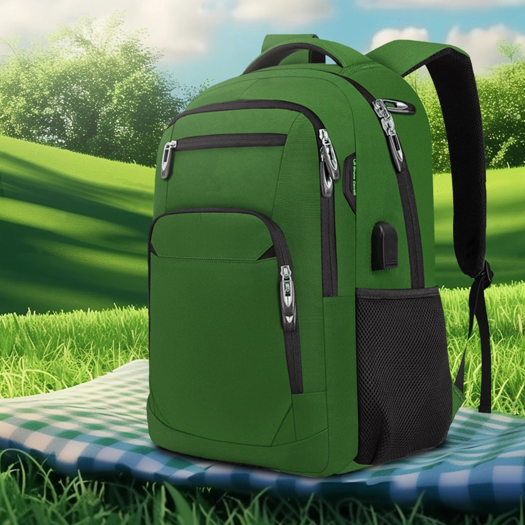 Zaino porta PC 15,6 pollici con porta USB, verde