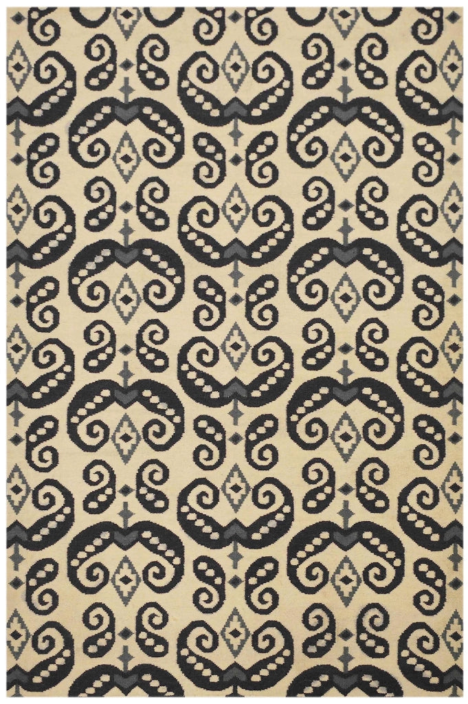 Tappeto kilim intrecciato a mano, 152x230 cm, color marrone/bianco