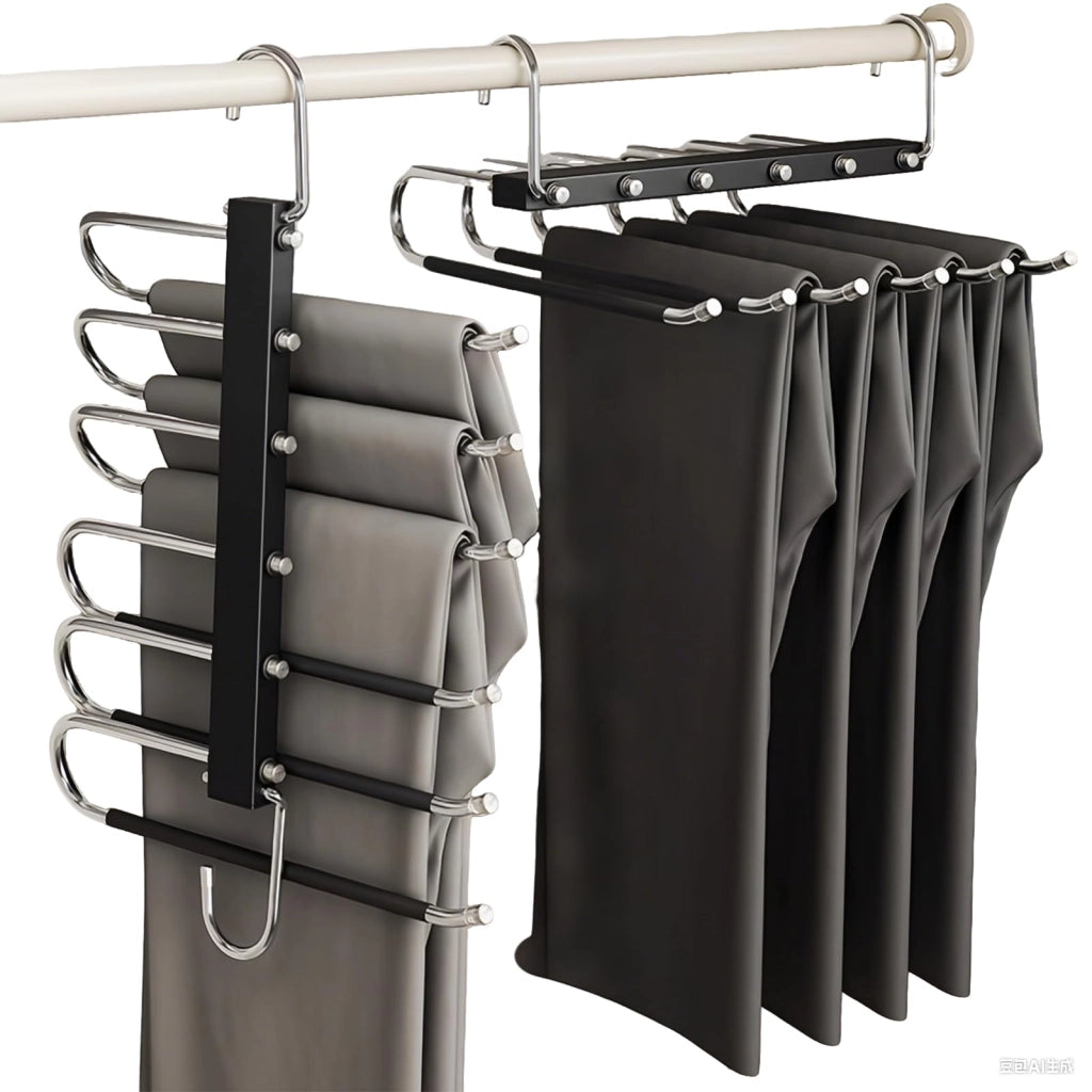 Appendiabiti salvaspazio per pantaloni – Antiscivolo, pieghevole, per 6 capi di abbigliamento