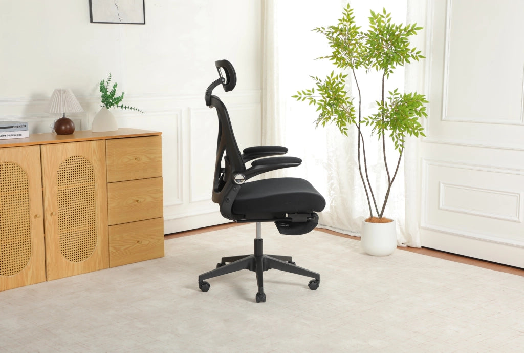 Sedia da ufficio ergonomica 62 x 48,5 x 129 cm nera, seduta in schiuma pieghevole