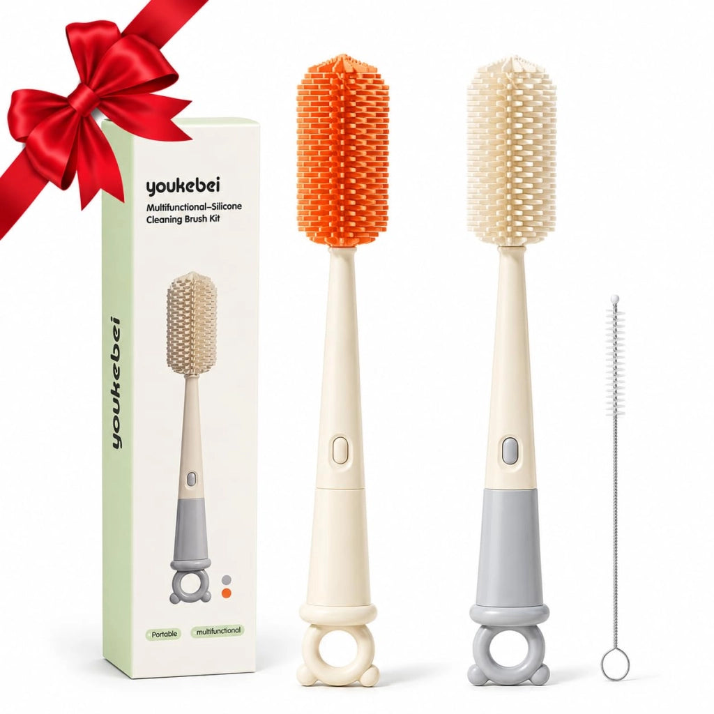 Set di spazzole per biberon, kit per la pulizia dei biberon, silicone, composto da 3 pezzi