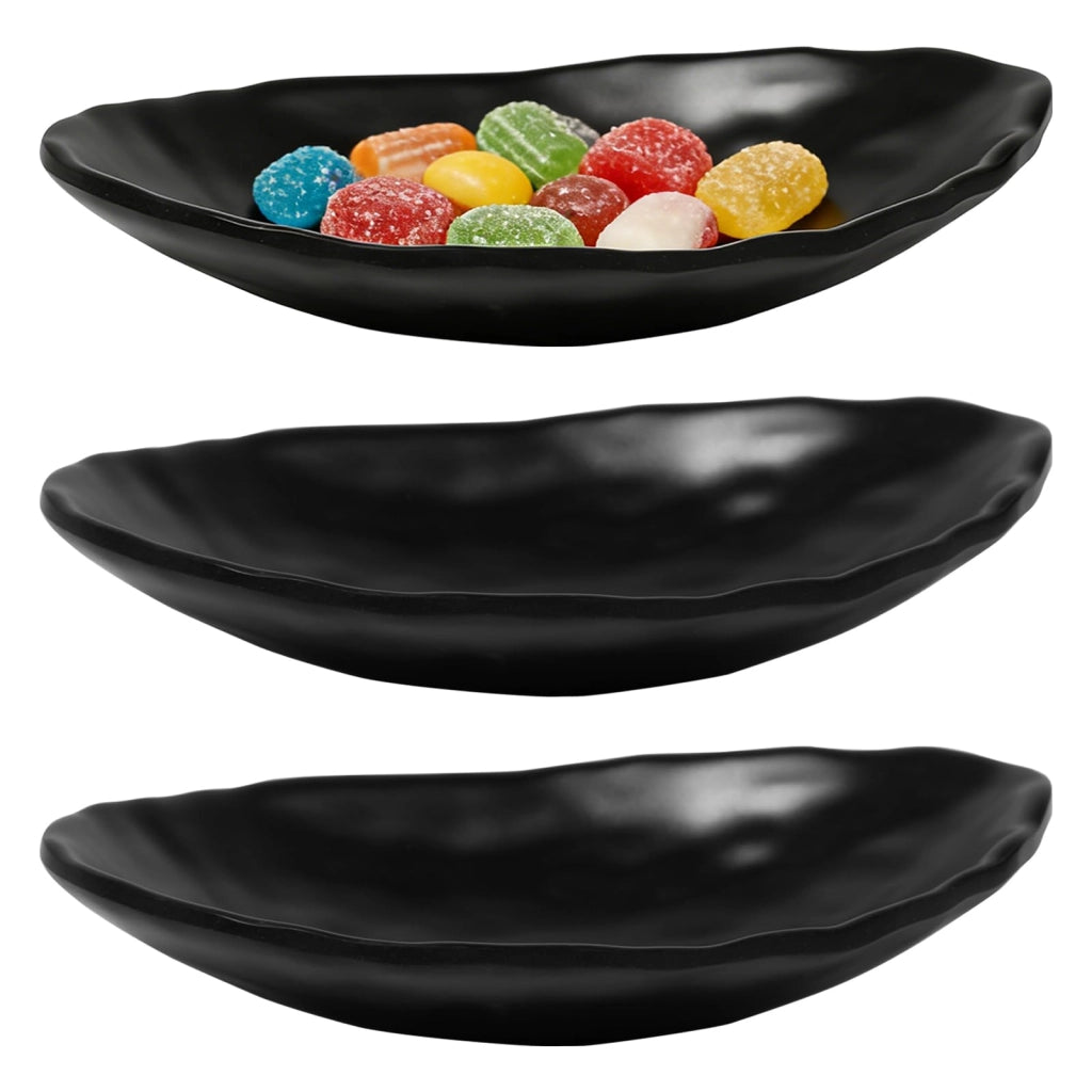 Set di 3 vassoi ovali per gioielli, portachiavi nero, ingresso, portagioie, decorazione, vassoio decorativo per frutta, chiavi, dolci, gioielli