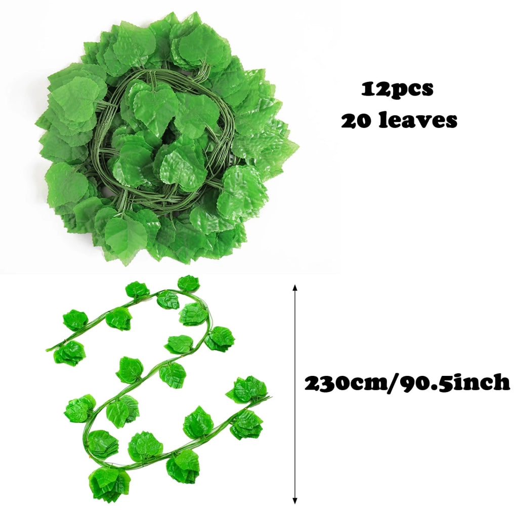 Uva artificiale, 12 pezzi, verde, lunghezza 2,3 metri, realizzata in plastica