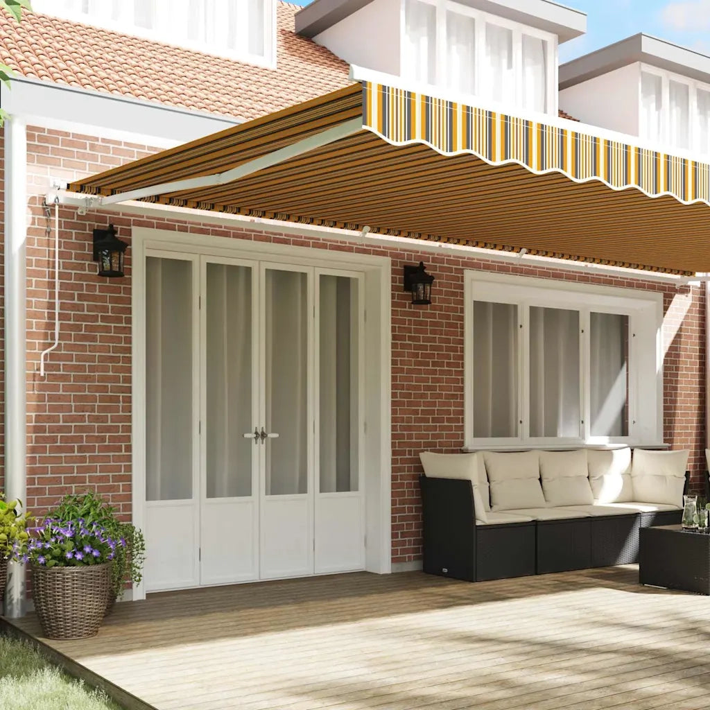 Tenda Elettrica 6 x 3,5 m Giallo, grigio e bianco a strisce 3331735