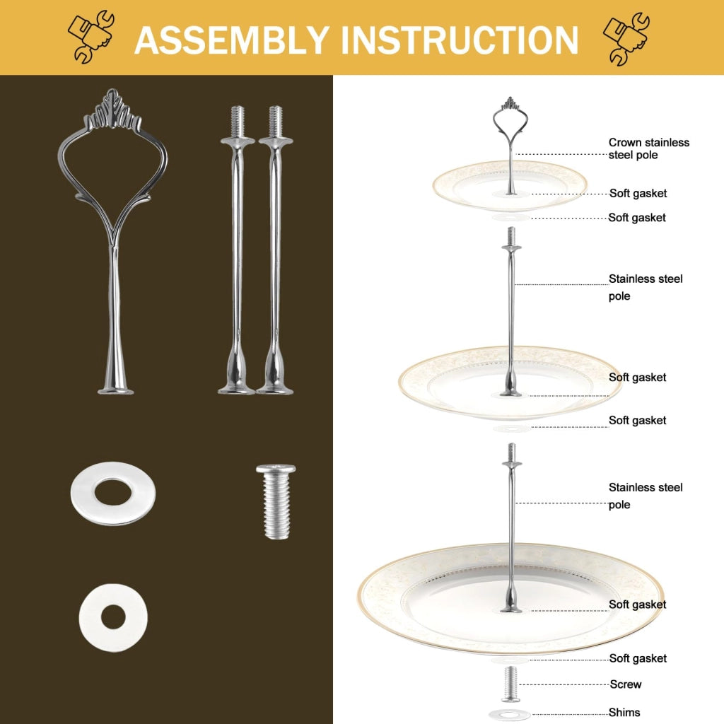 Set di tortiere a più livelli, 6 piani, colore argento, metallo, design a