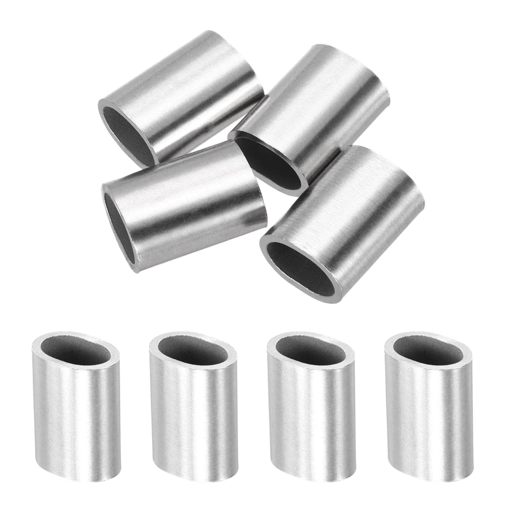 Guaine terminali per cavi in acciaio, 6,6 mm, confezione da 4 pezzi, acciaio inossidabile, forma ovale