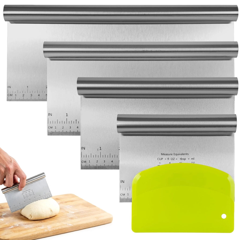 Set di 5 spatole per impasto in acciaio inossidabile, di dimensioni da 30 a 15 cm, più una spatola