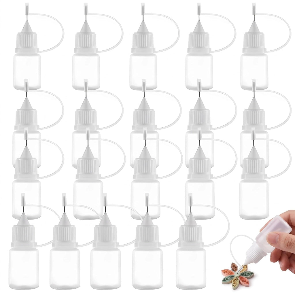 Set di 20 flaconi da 15 ml in PP con beccuccio a ago – Flaconi dosatori di precisione