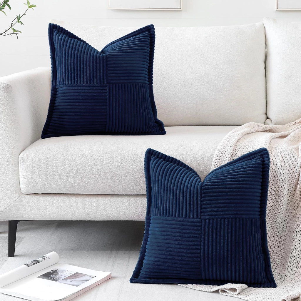 Copri-cuscini per cuscini a corda, set da 2, 55x55 cm, blu navy, design moderno