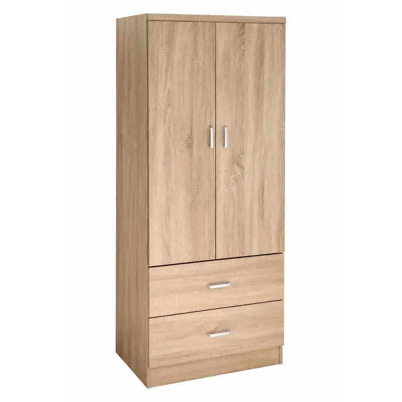 Armadio Atena 2 ante con cassetti  legno rovere naturale truciolare 80x52x190 cm