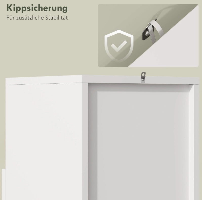 Mobile bagno salvaspazio bianco con ripiani regolabili e anta soft-close – 30 × 30 × 71,5 cm