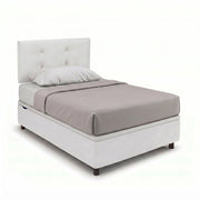 Letto Singolo Contenitore Imbottito 80x190 cm Similpelle Bianco BoxMax Testata Button