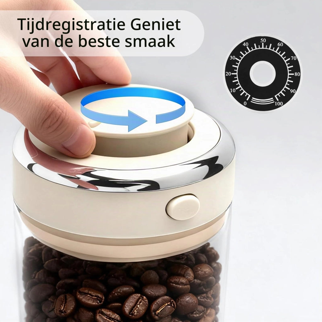 Contenitore per caffè sottovuoto, in vetro, da 1,1 litri, ermetico con valvola