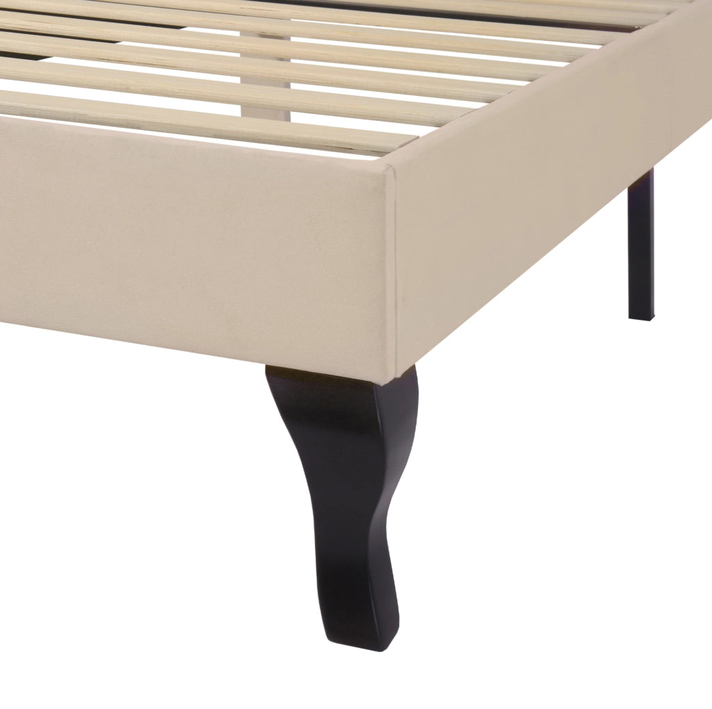 Letto singolo imbottito 90x200 cm con testata regolabile in altezza, rete a doghe in legno, velluto beige