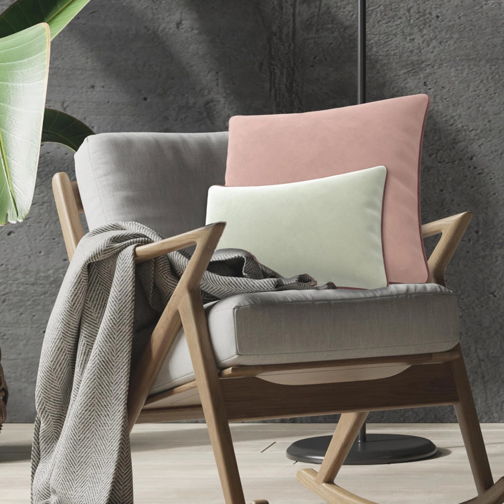 Coperte per cuscini, 50x50 cm, in velluto, fronte-retro, rosa/bianco, confezione da 2 pezzi