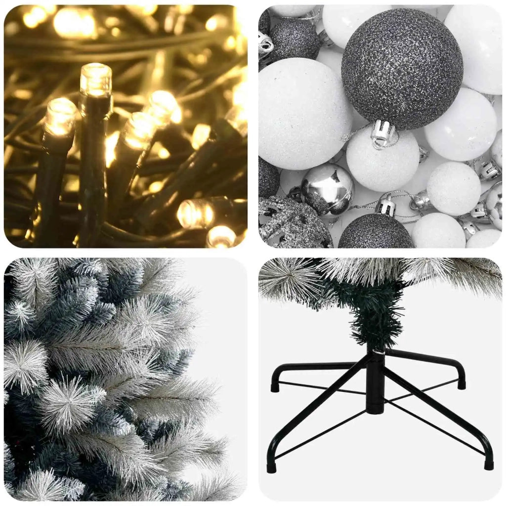 Albero di Natale artificiale con rami snodati e palline 120 cm 3466215
