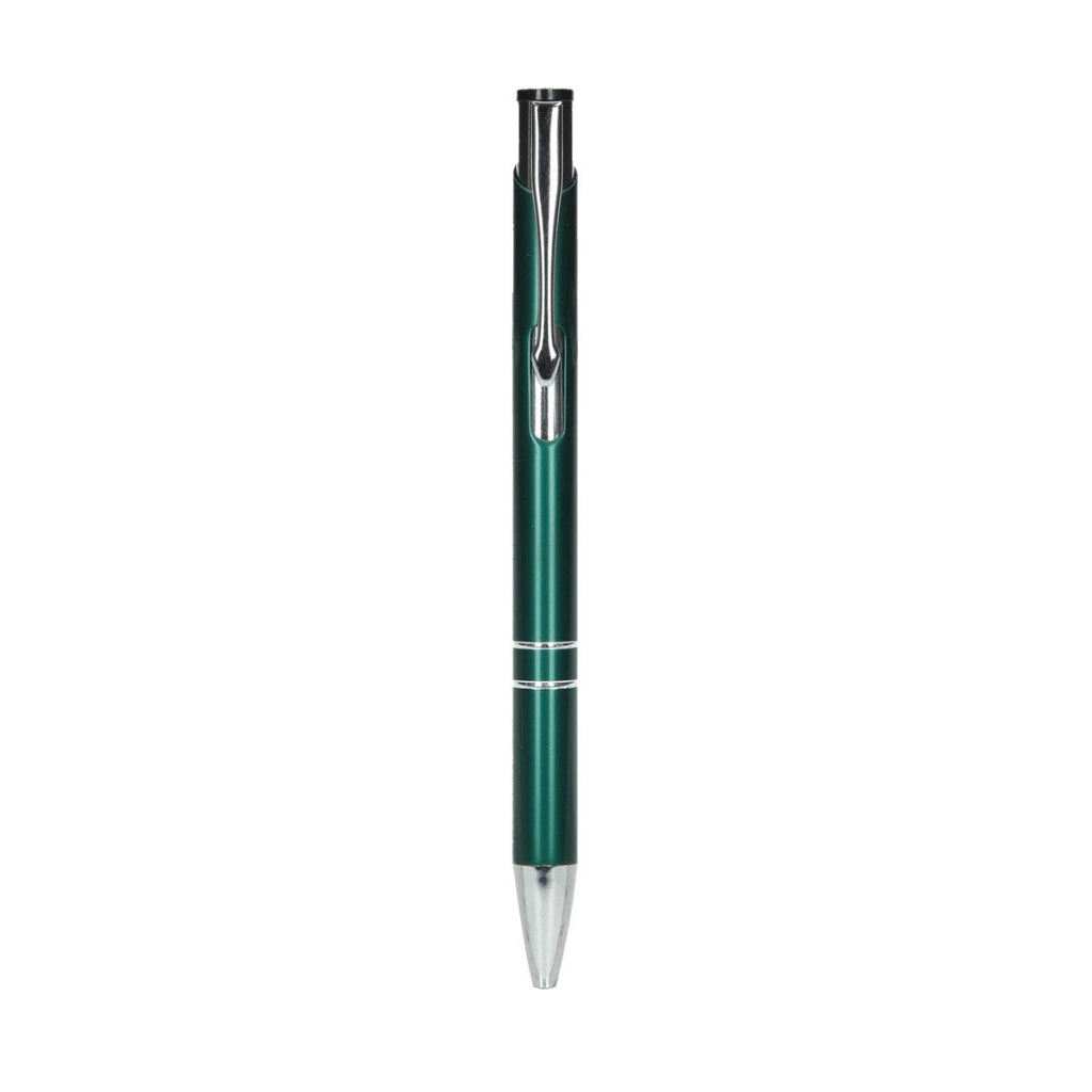 Penna a sfera Pegaz, verde (metallo), 50 pezzi, 0,3 mm tratto fine, con clip da tasca