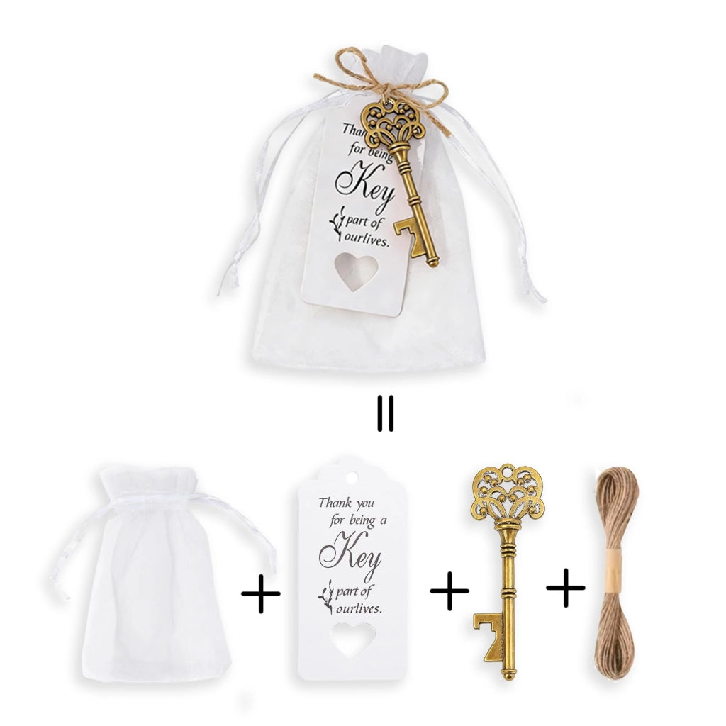 Set di 20 apribottiglie a forma di chiave, stile vintage, con biglietti per la personalizzazione