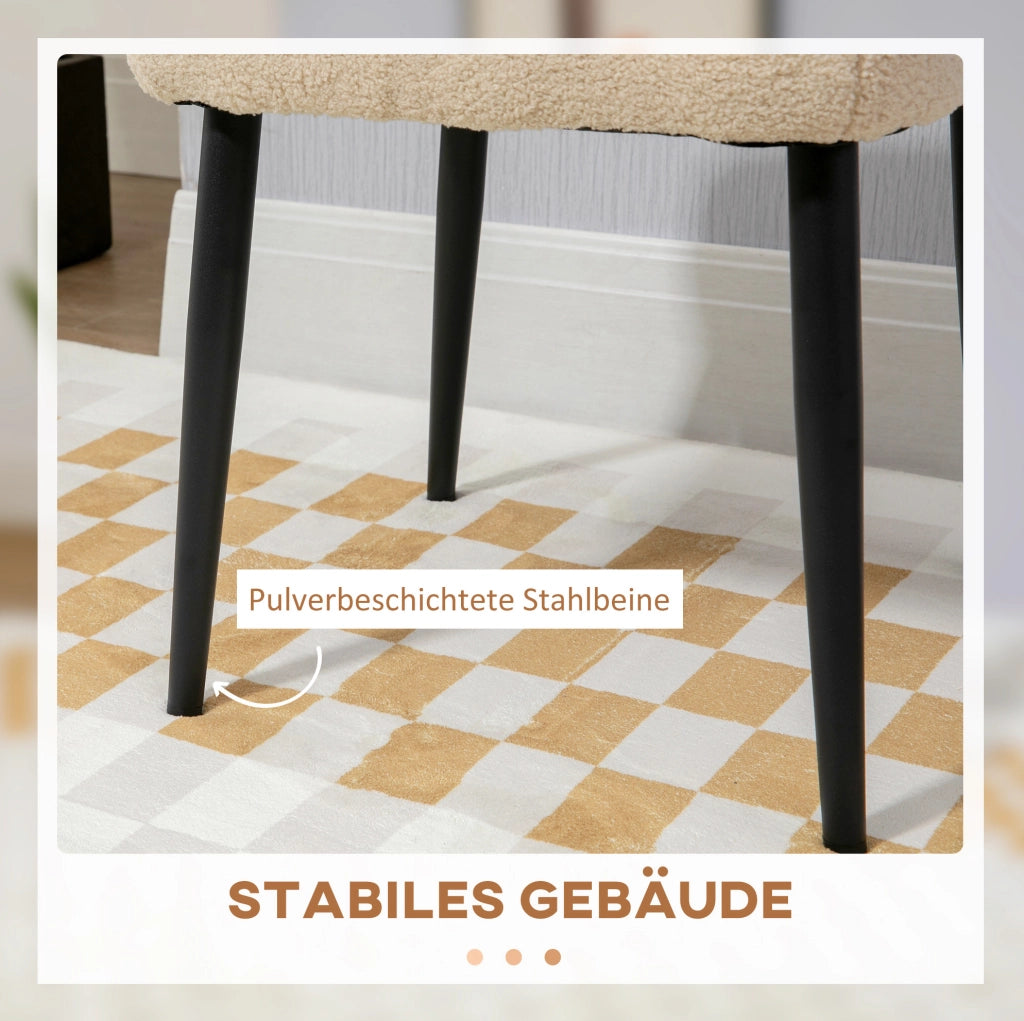 Pouf quadrato beige 42 x 42 x 47 cm con gambe in acciaio