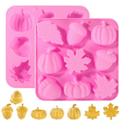 2 stampi in silicone a tema Halloween, tridimensionali, con motivi di foglie d'acero e zucche, dimensioni 17x16,7x3 cm