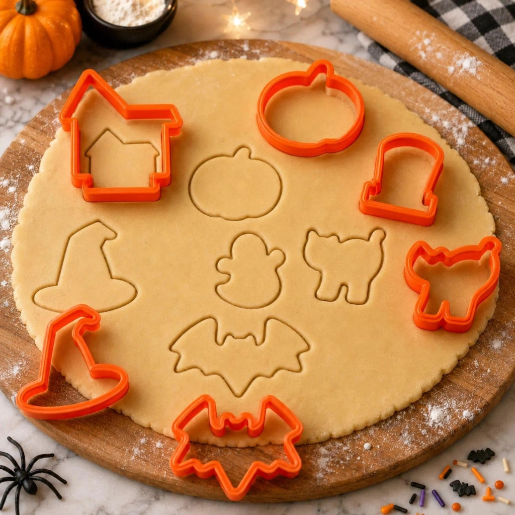 Stampini per biscotti a tema Halloween, set da 7 pezzi, in plastica, color arancione