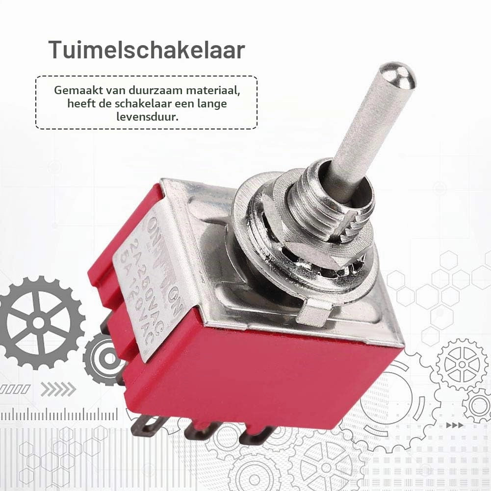 Interruttore a levetta 3PDT, 9 pin, 2A/250VAC, 5A/120VAC, confezione da 5 pezzi