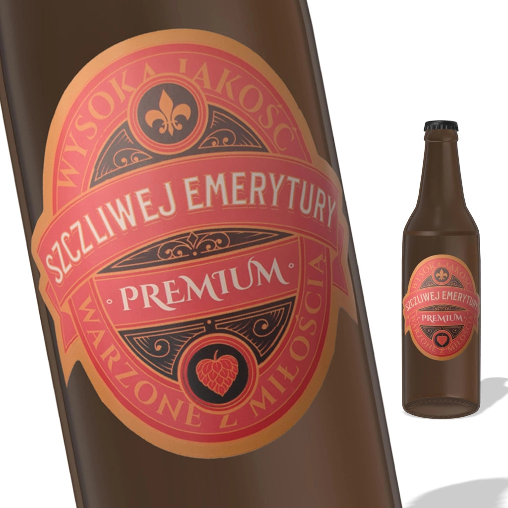 6 etichette per bottiglie di birra – "Buona pensione" (verde/oro)