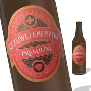 6 etichette per bottiglie di birra – "Buona pensione" (verde/oro)