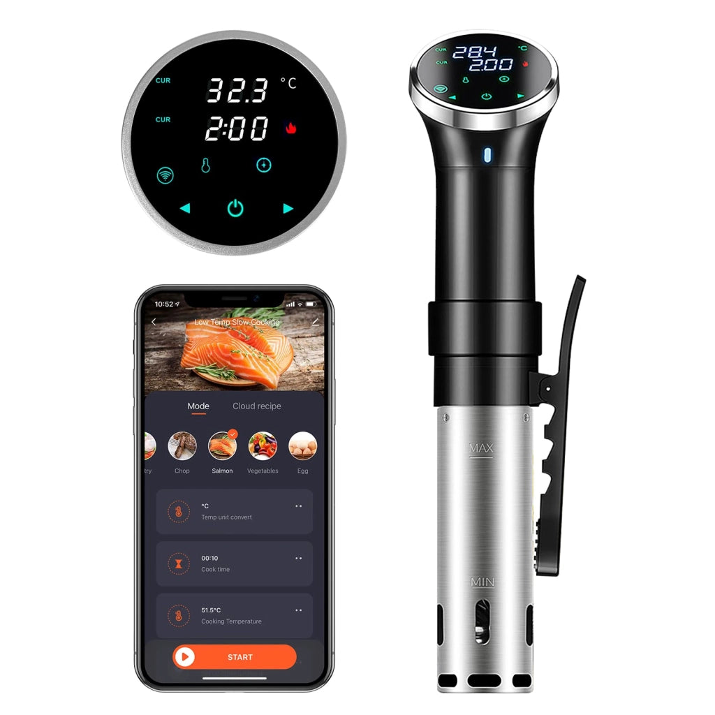 Cuocitore a immersione sottovuoto, 1100 W, con Wi-Fi, temperatura regolabile da 25 a 95 °C, timer e IPX7