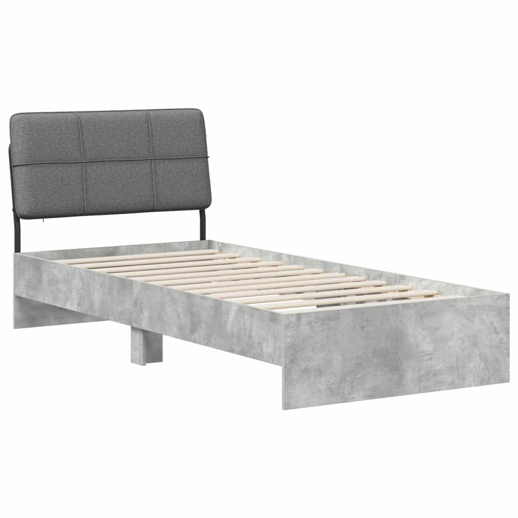 Letto singolo con testiera Grigio Cemento e Grigio Chiaro 8003368