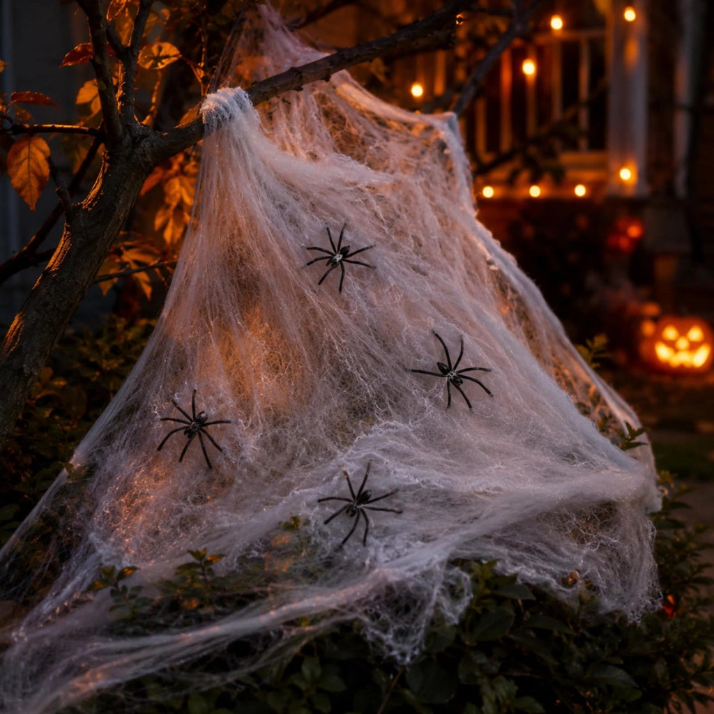 Rete di ragno da 500 g, contenente 100 ragni, decorazione per Halloween, aspetto realistico