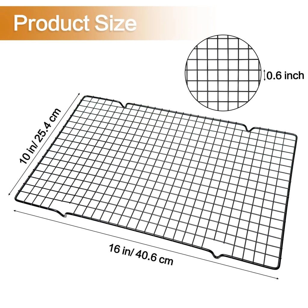 Set di 4 griglie di raffreddamento in filo, dimensioni 41x25 cm, colore nero, con rivestimento antiaderente