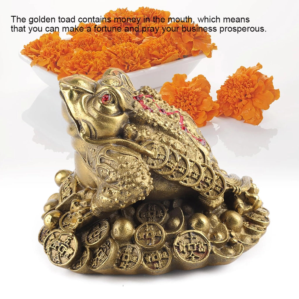 Rana in ottone, 11 cm, color oro, per attrarre prosperità