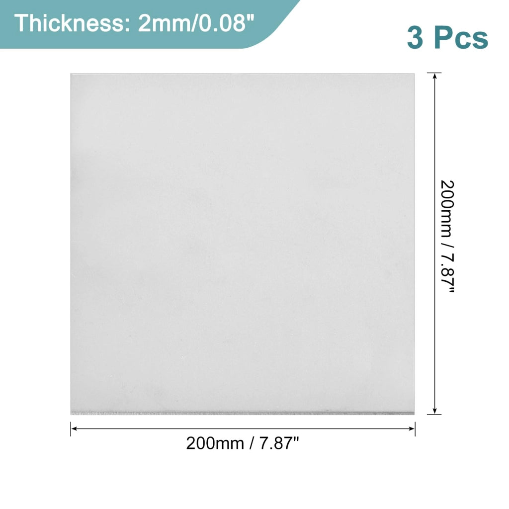 3 lastre di titanio GR2, 200x200x2 mm, piastra metallica per uso industriale