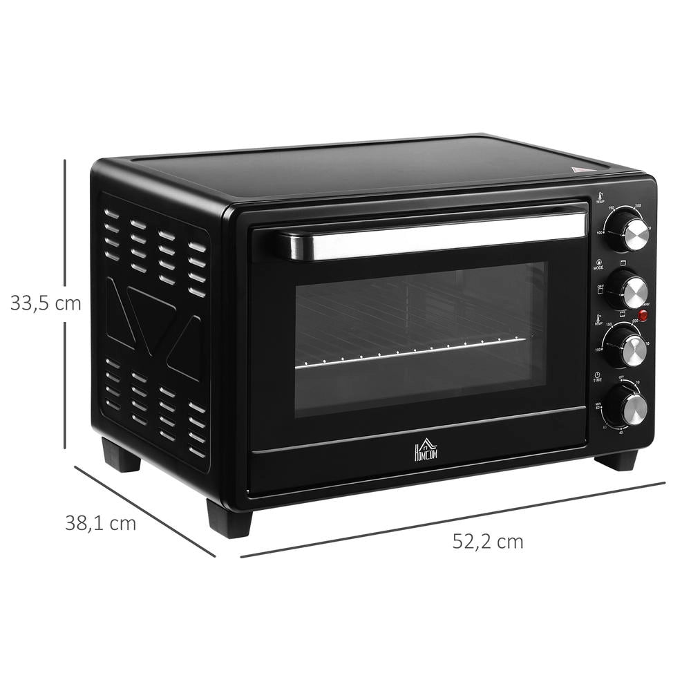 Mini Forno Elettrico Tostapane con Timer, 3 Modalità di Cottura, Teglia e Griglia, Compatto e Pratico per Casa, Nero