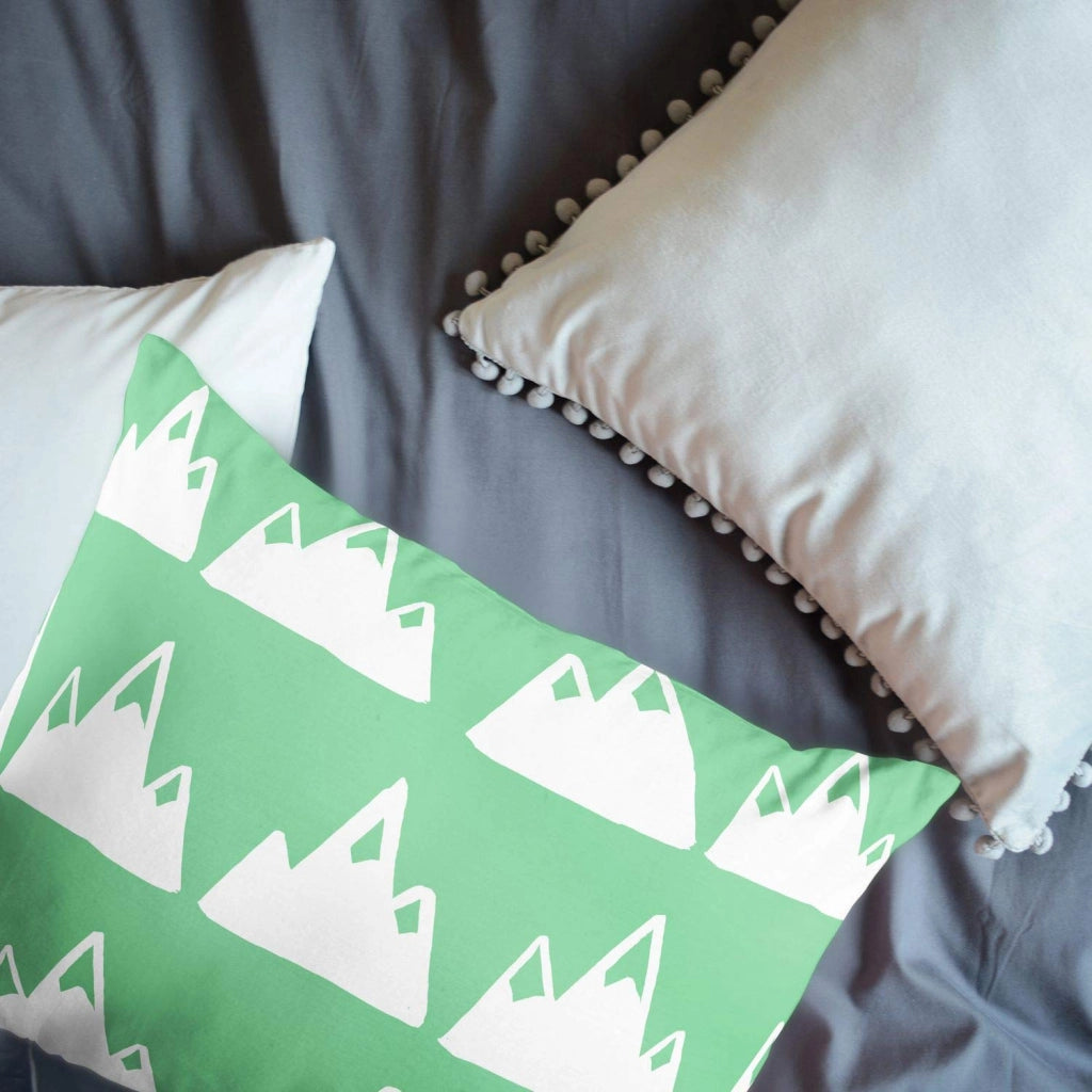 Copertura per cuscino decorativo, 45x60 cm, verde e bianco, con cerniera