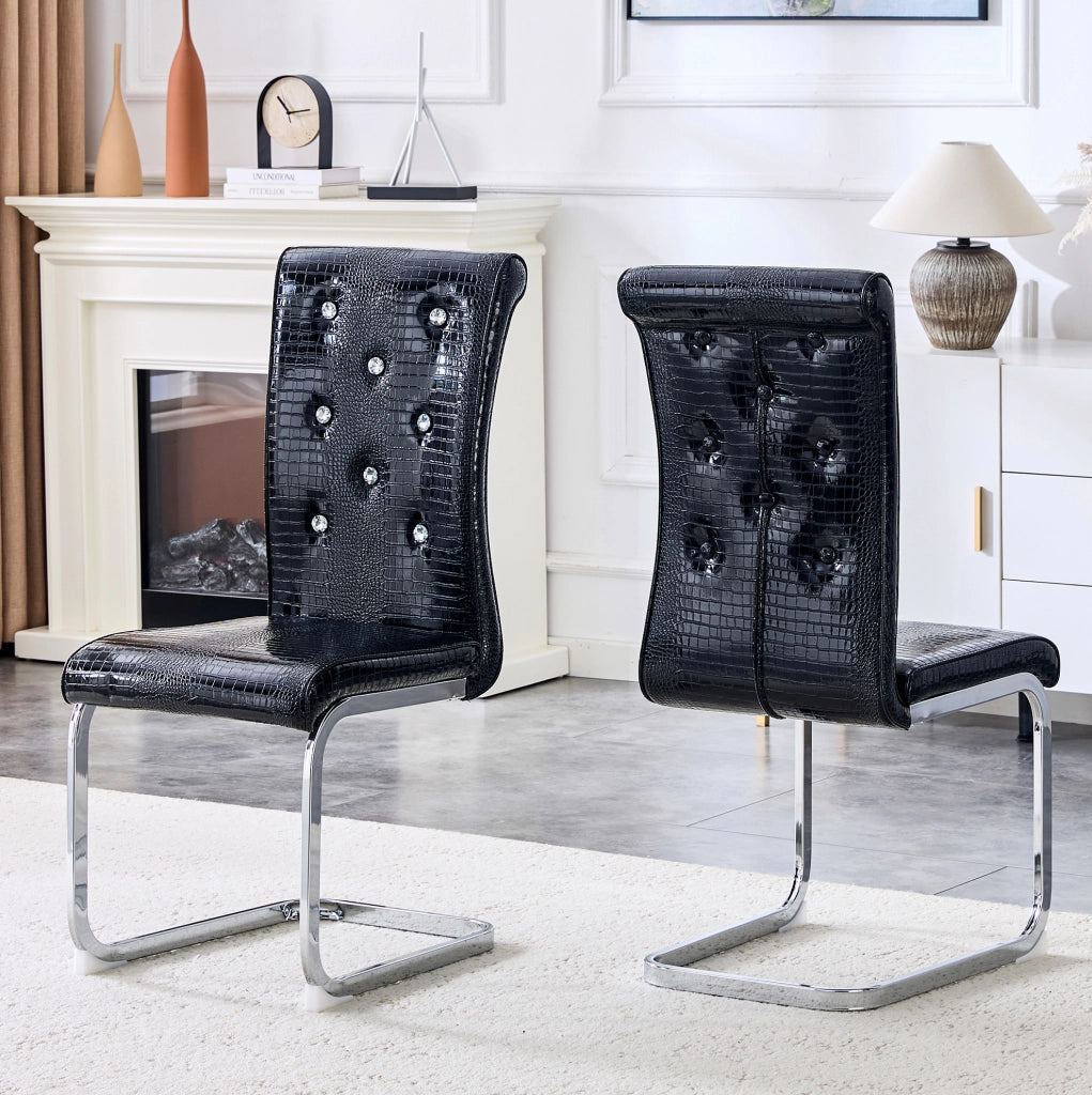 Set di 2 sedie da pranzo nere 42x56x102 cm schienale capitonné