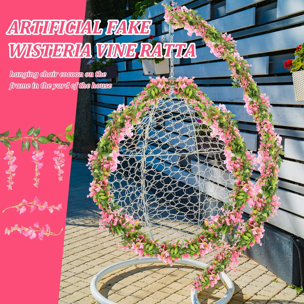 Ghirlande artificiali di glicine, 4 pezzi, 8 metri, in seta, colore rosa