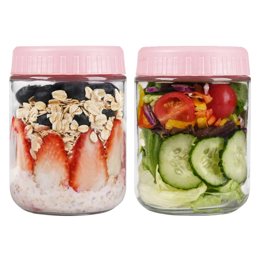 Confezione da 2 bicchieri da 450 ml per fiocchi d'avena, con coperchio, privi di BPA
